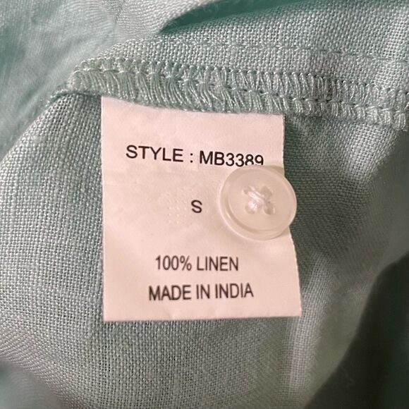 Monday Swimwear | Monaco Linen Button Down Shirt Sea‎ Glass Size Small - Picture 7 of 9